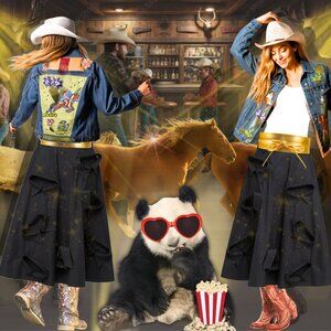 🤠 Cowgirl Sass Upcycled Levi’s Rhinestone Rodeo Jacket (Oversized S – Fits M/L)